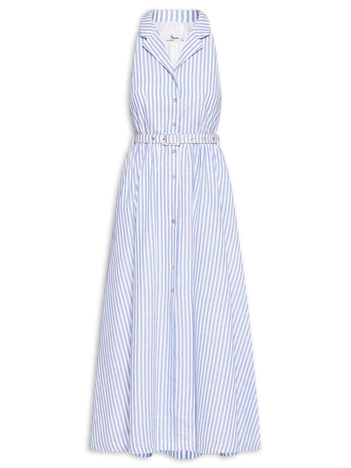 Vestido Amplo com Cinto - Azul