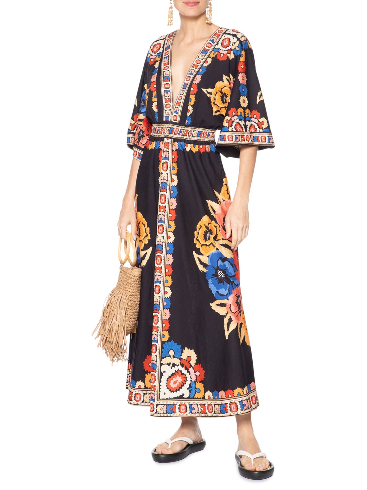 Vestido Antuerpia Lenço Preto Farm