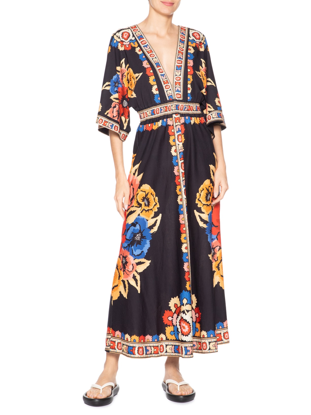 Vestido Antuerpia Lenço Preto Farm