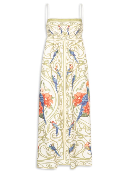 Vestido Arabesco Tropical – Bege