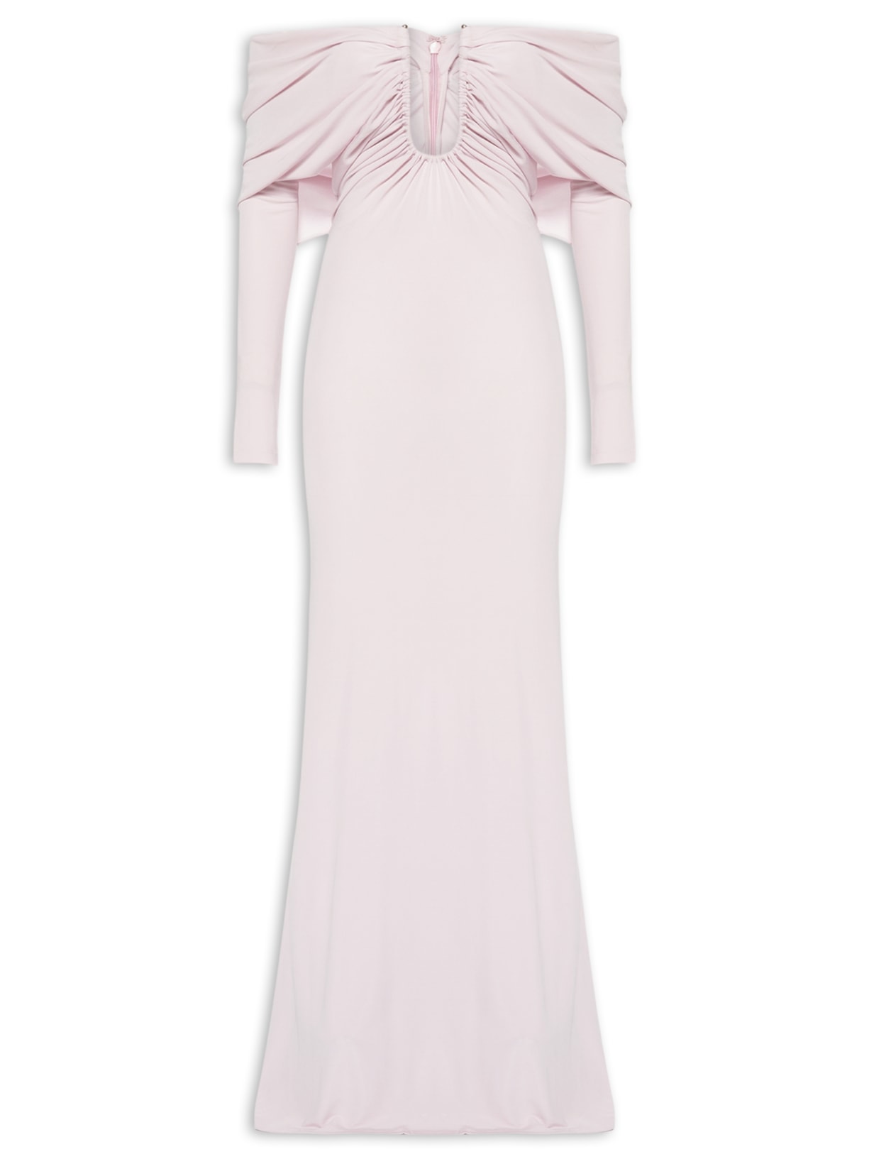 Vestido Arced Palm Strapless Shawl Gown - Rosa