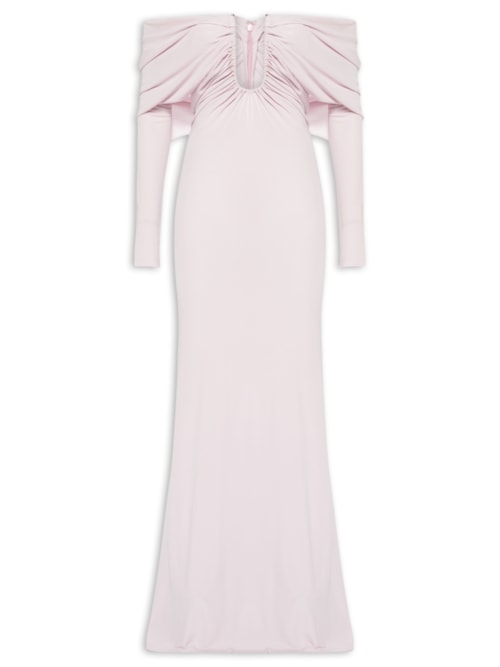 Vestido Arced Palm Strapless Shawl Gown - Rosa