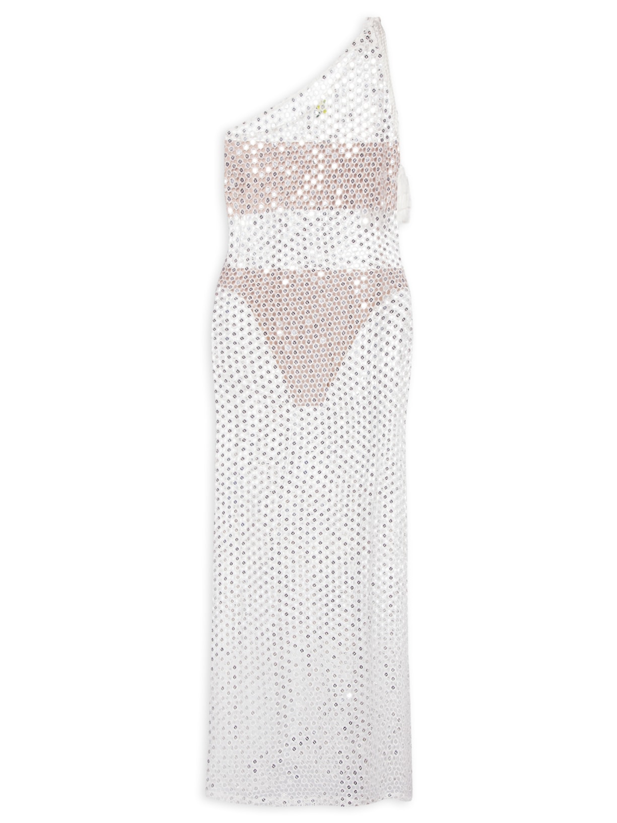 Vestido Artesanal Brilho Dourado - Branco