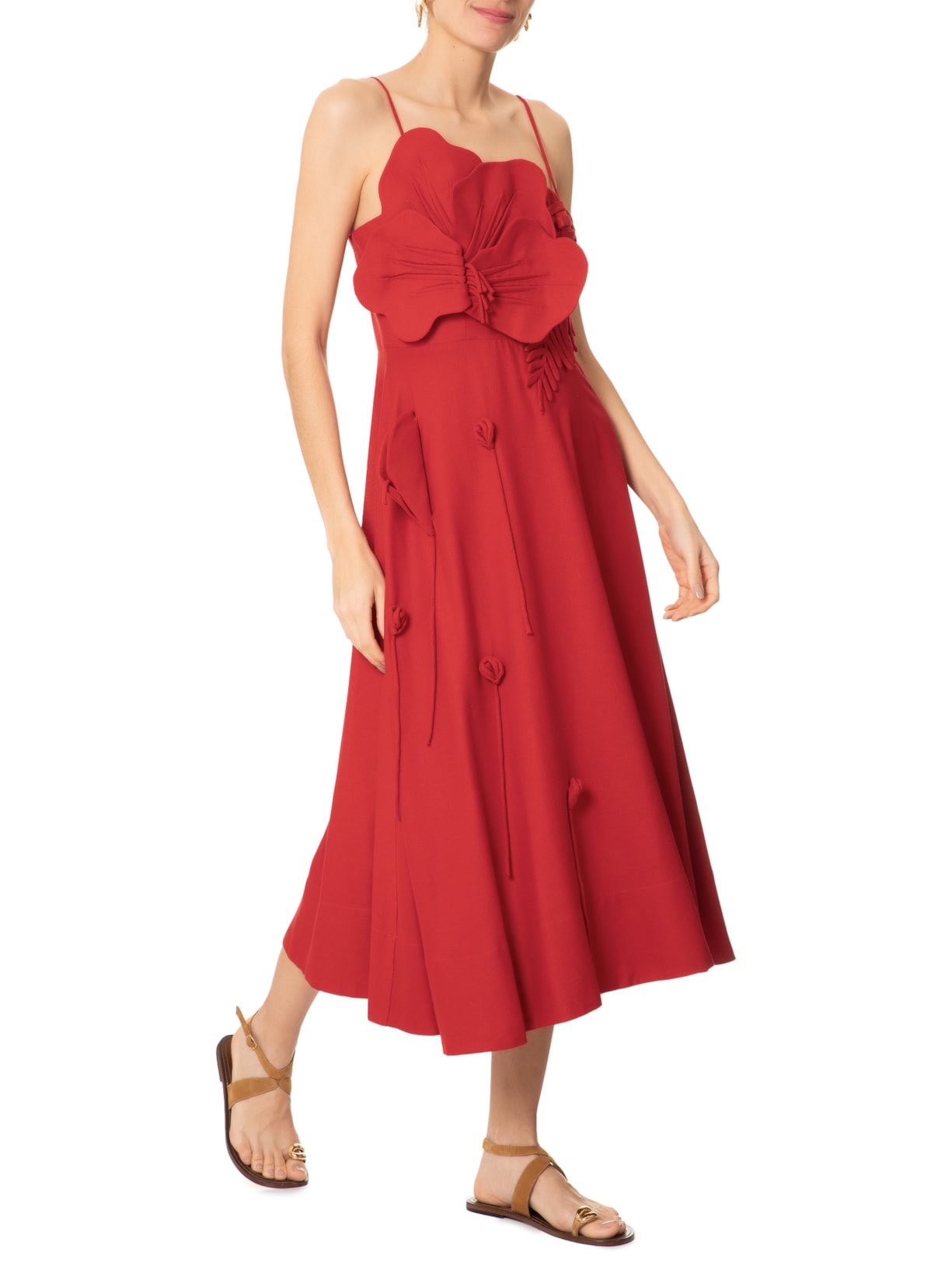 Vestido Artesanal Flor Gabrielle Vermelho Farm