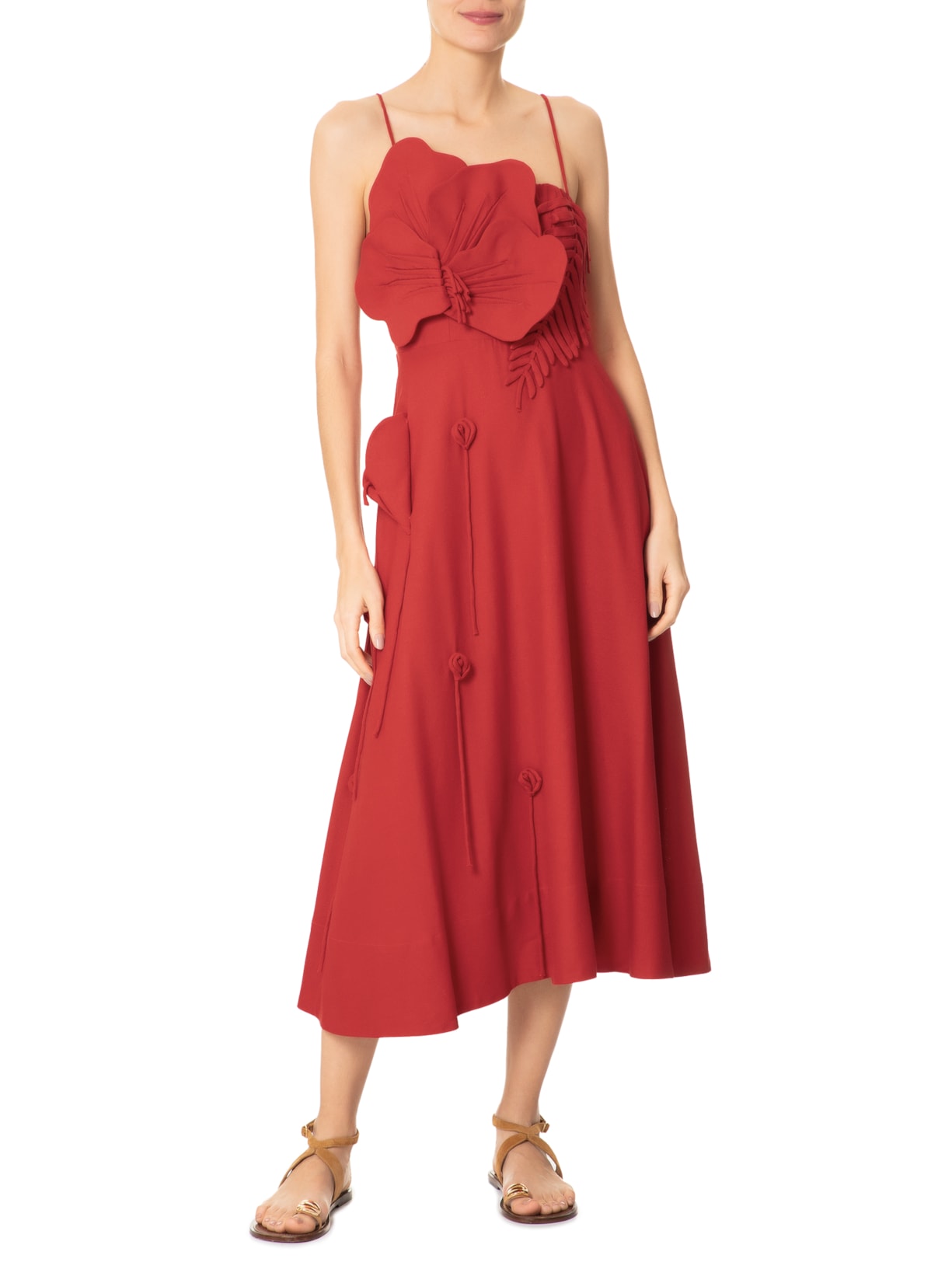 Vestido Artesanal Flor Gabrielle Vermelho Farm