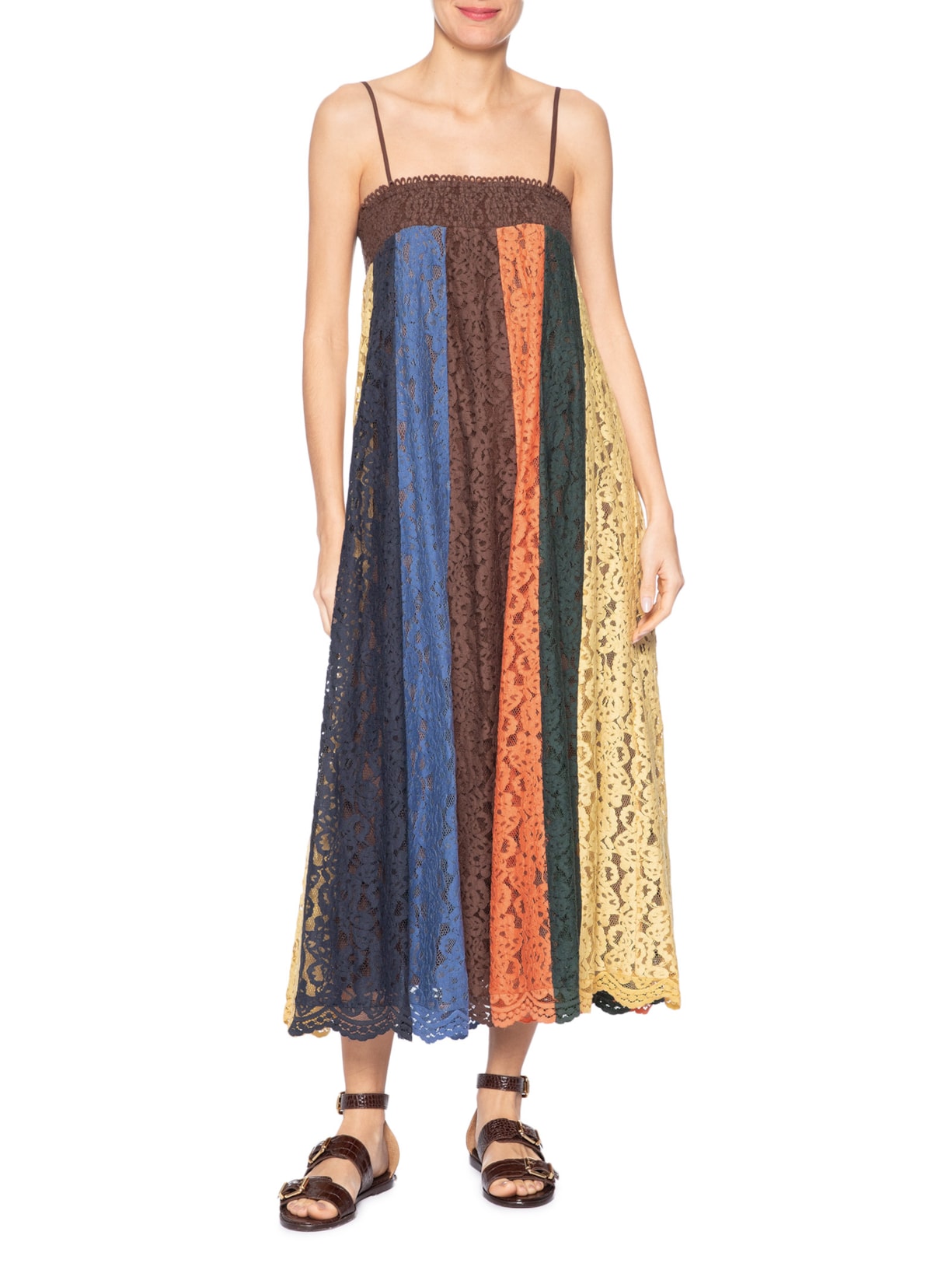 Vestido Artesanal Patch Rendas Marrom Farm