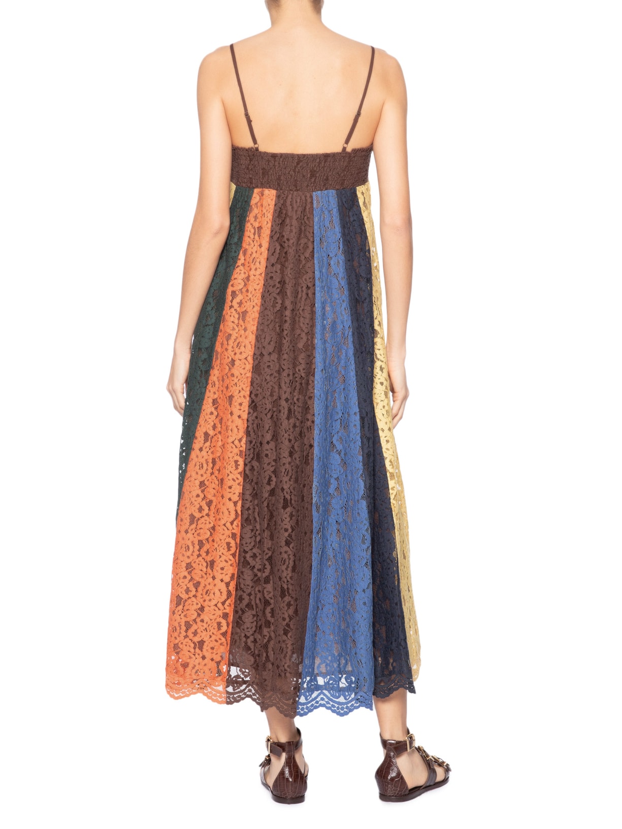 Vestido Artesanal Patch Rendas Marrom Farm
