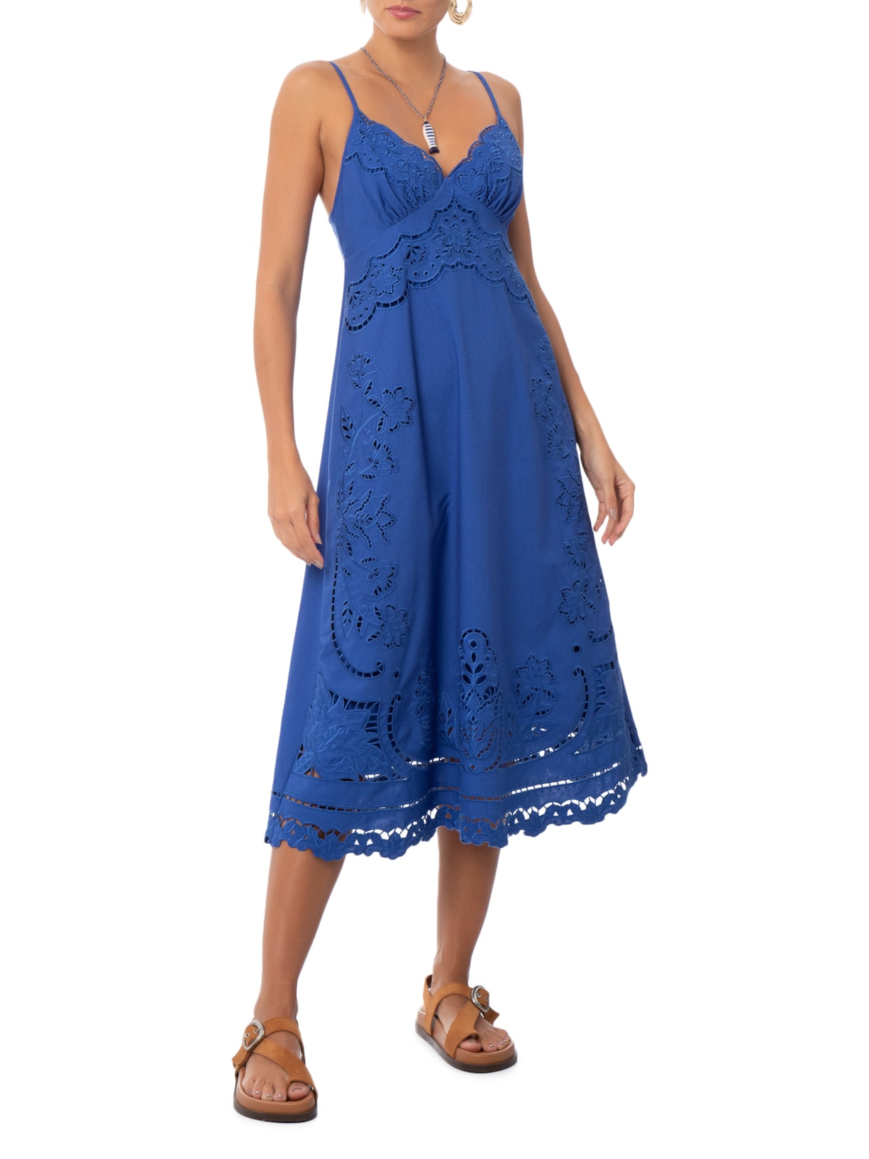 Vestido Artesanal Richelieu Florie Azul Farm
