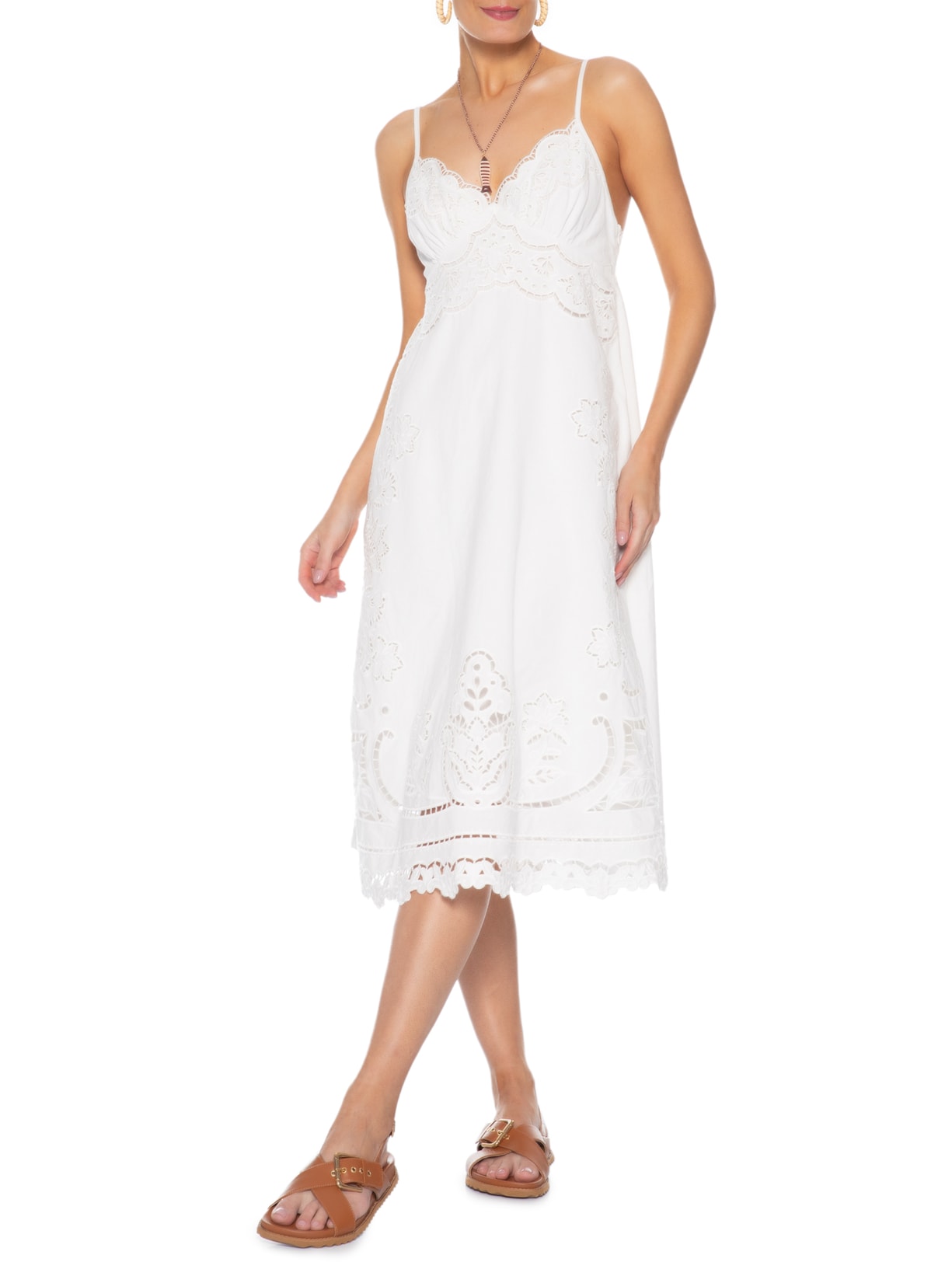 Vestido Artesanal Richelieu Florie Branco Farm