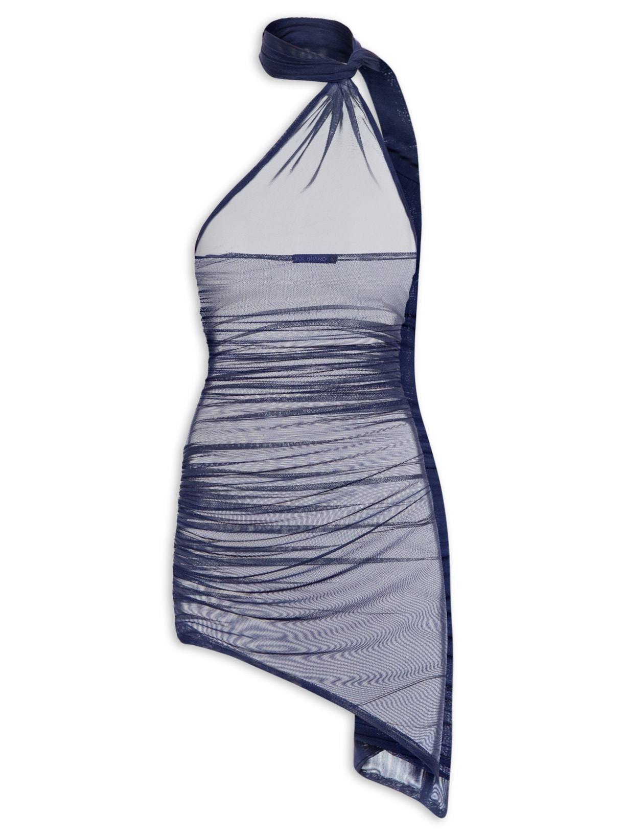 Vestido Assimétrico Faixa Tule - Azul