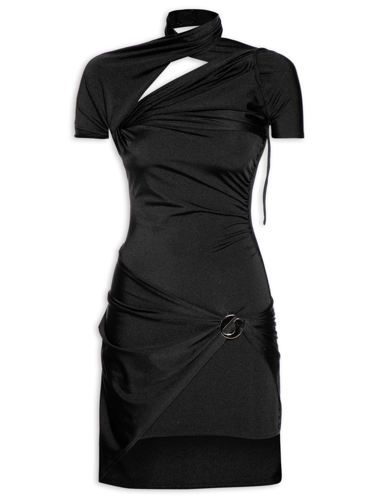 Vestido Assymeric Draped Jersey - Preto