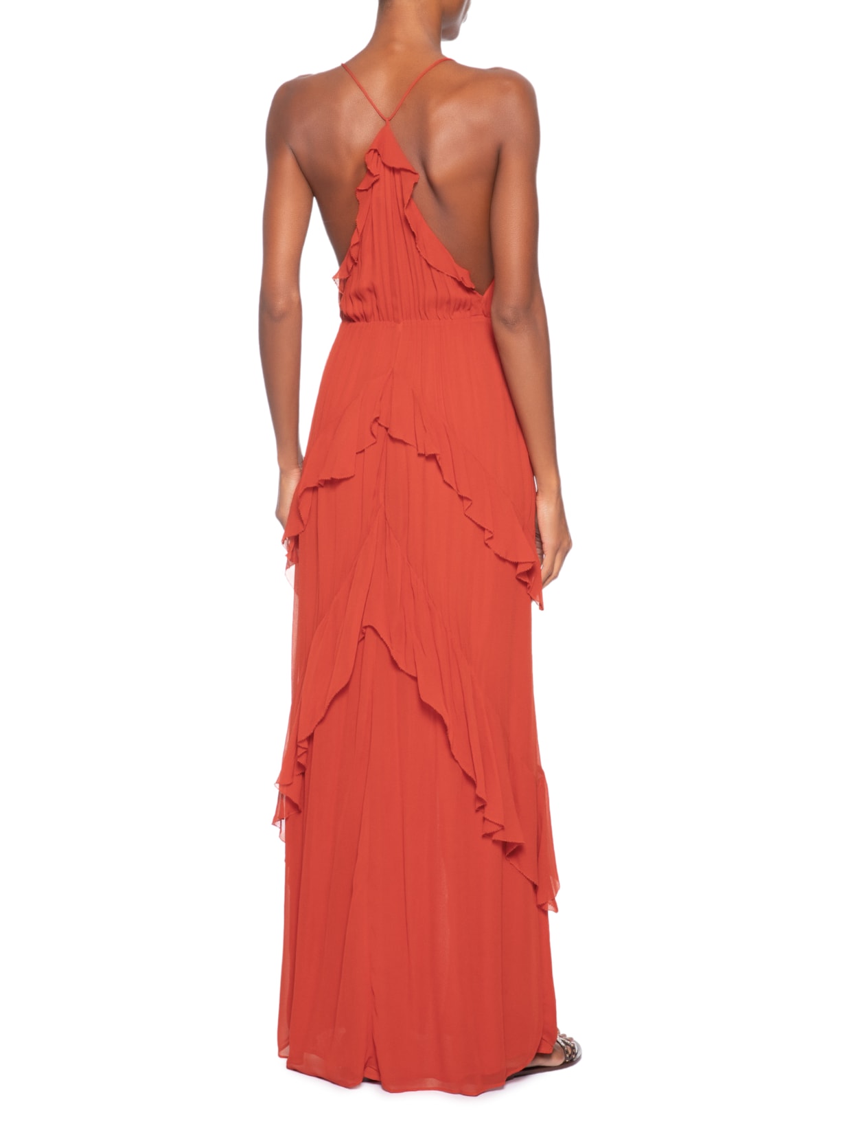 Vestido Babados Alça Rolotê Vermelho Animale