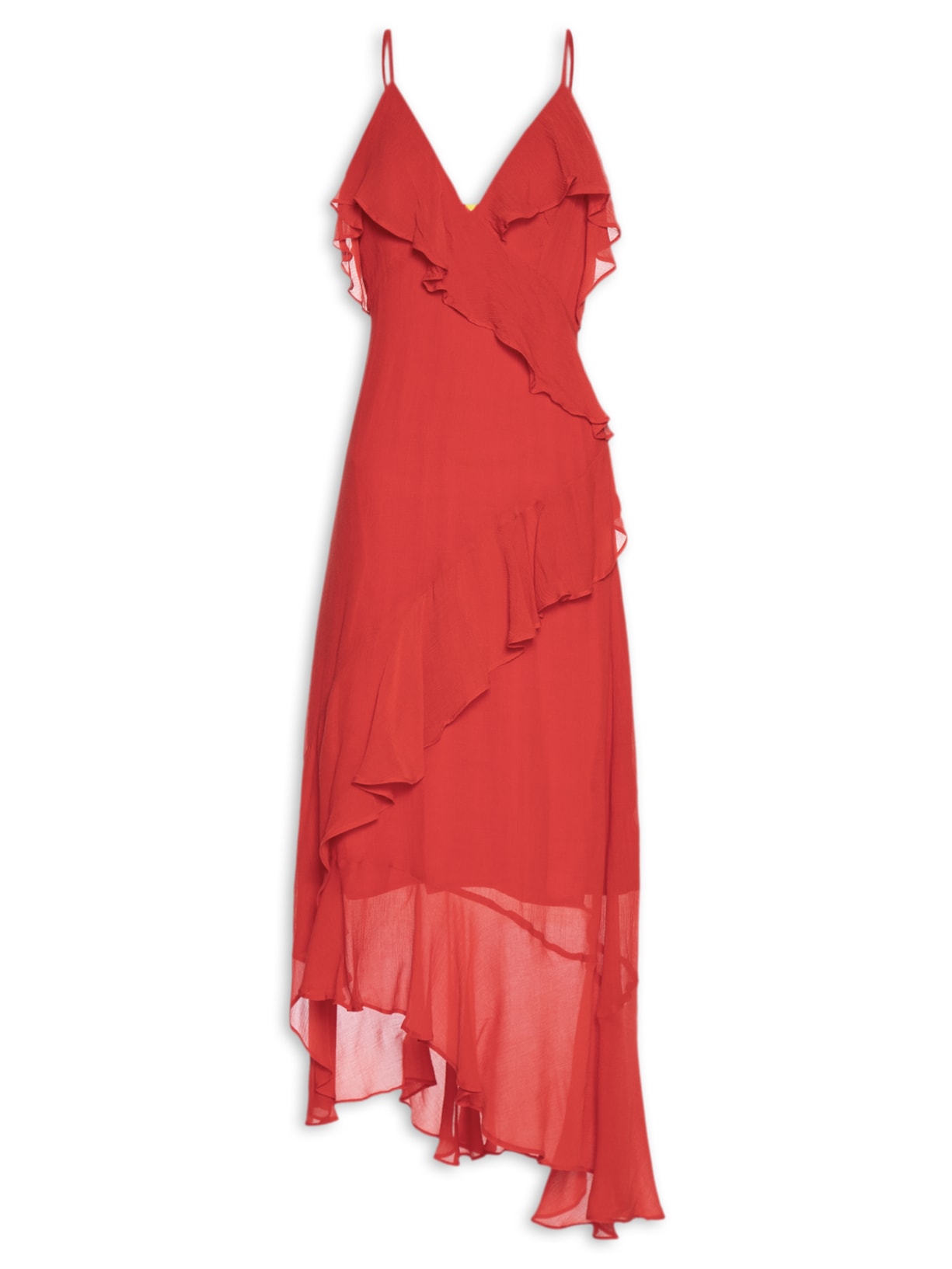 Vestido Babados Alcinhas - Vermelho