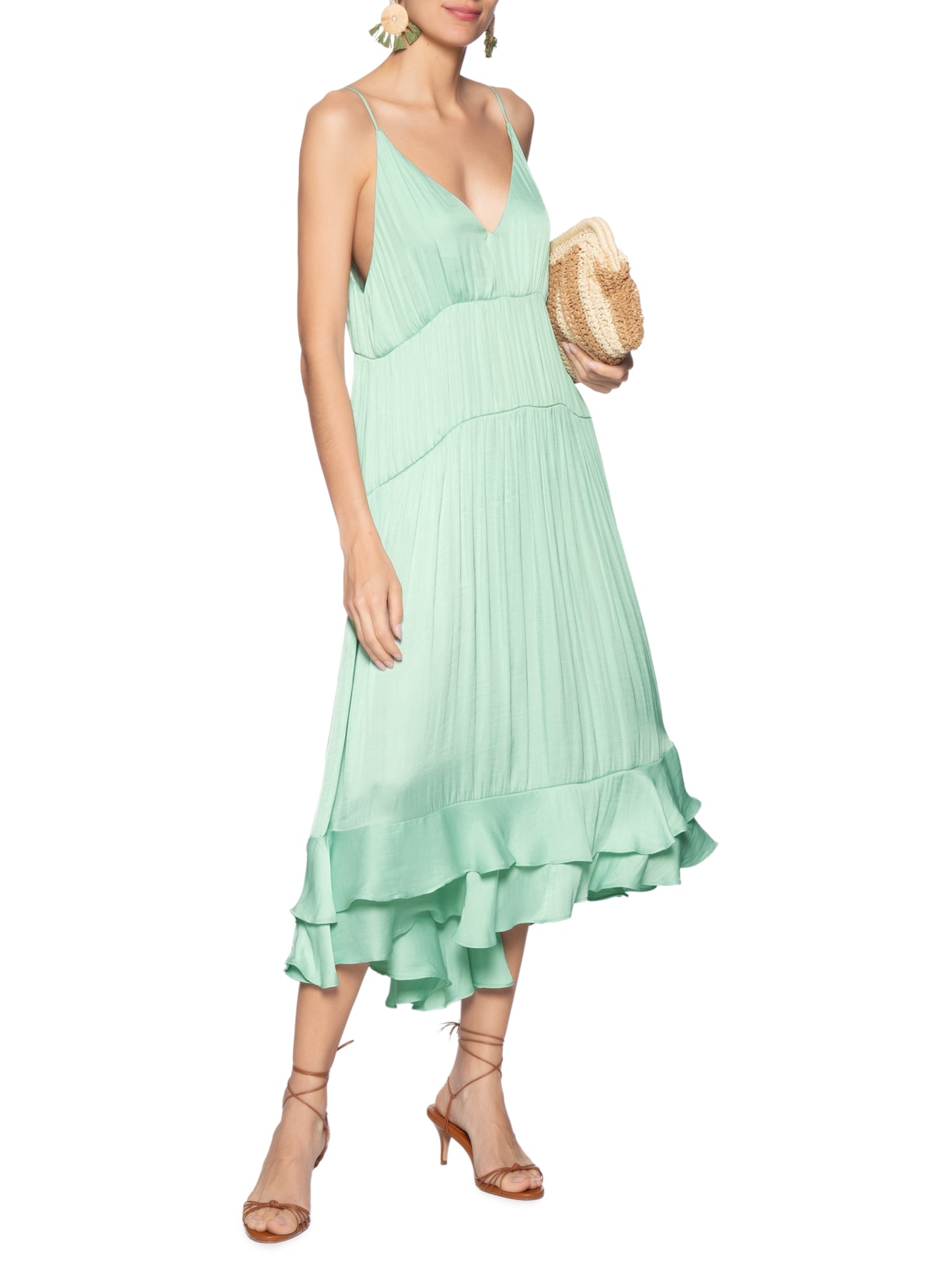 Vestido Babados Barra Azul Farm