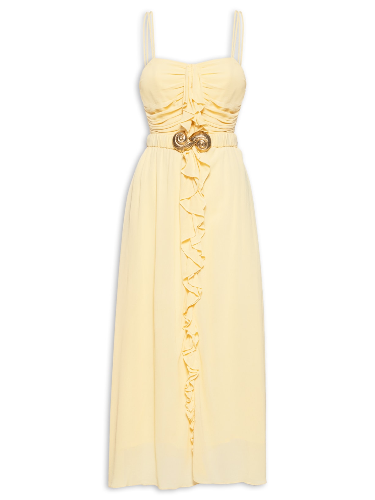 Vestido Babados Golden - Amarelo