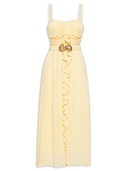Vestido Babados Golden - Amarelo