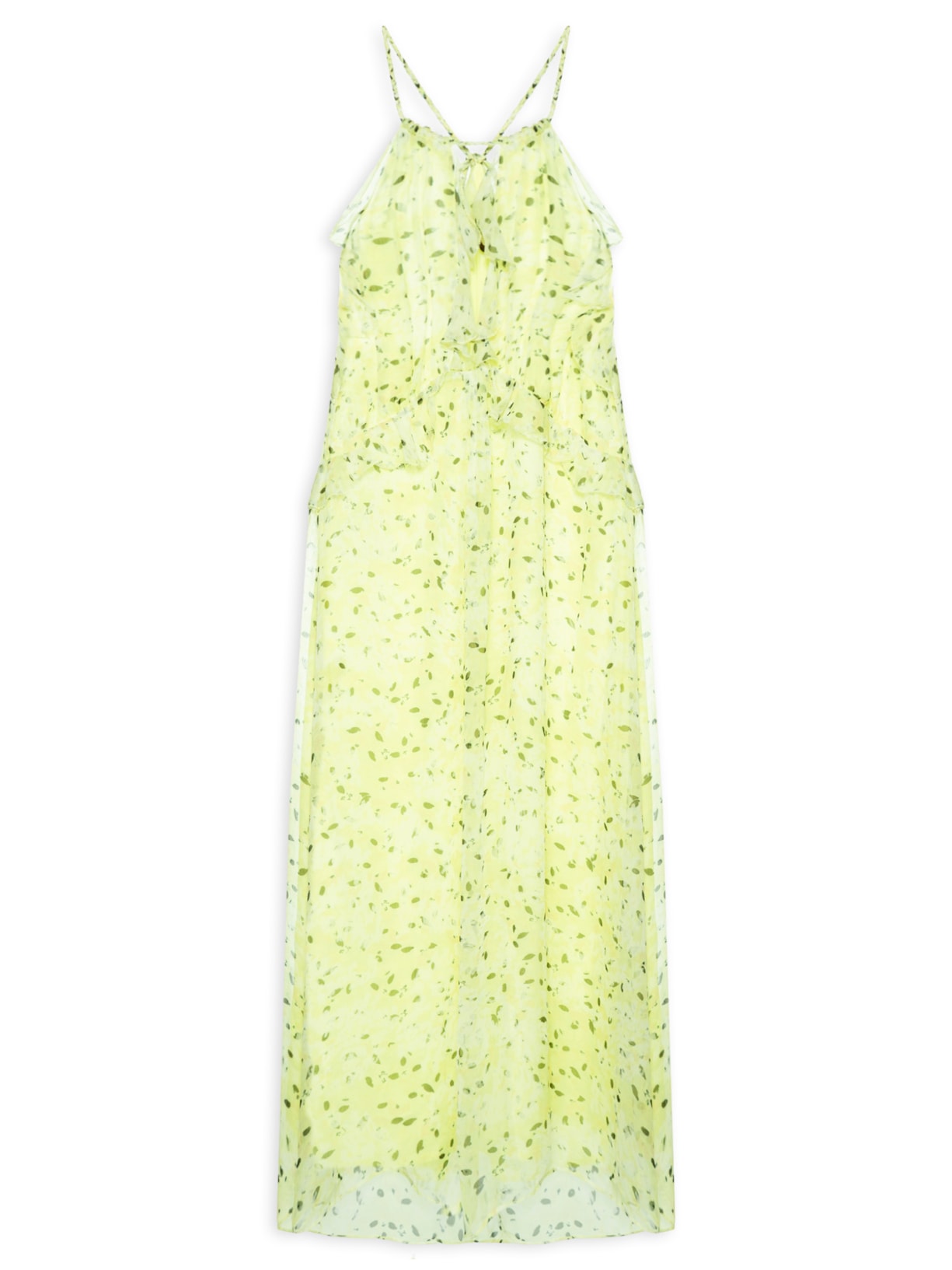 Vestido Babados Longuete - Amarelo