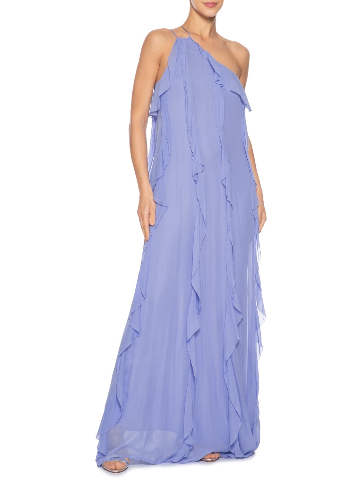 Vestido Babados Um Ombro Só Lilás Animale