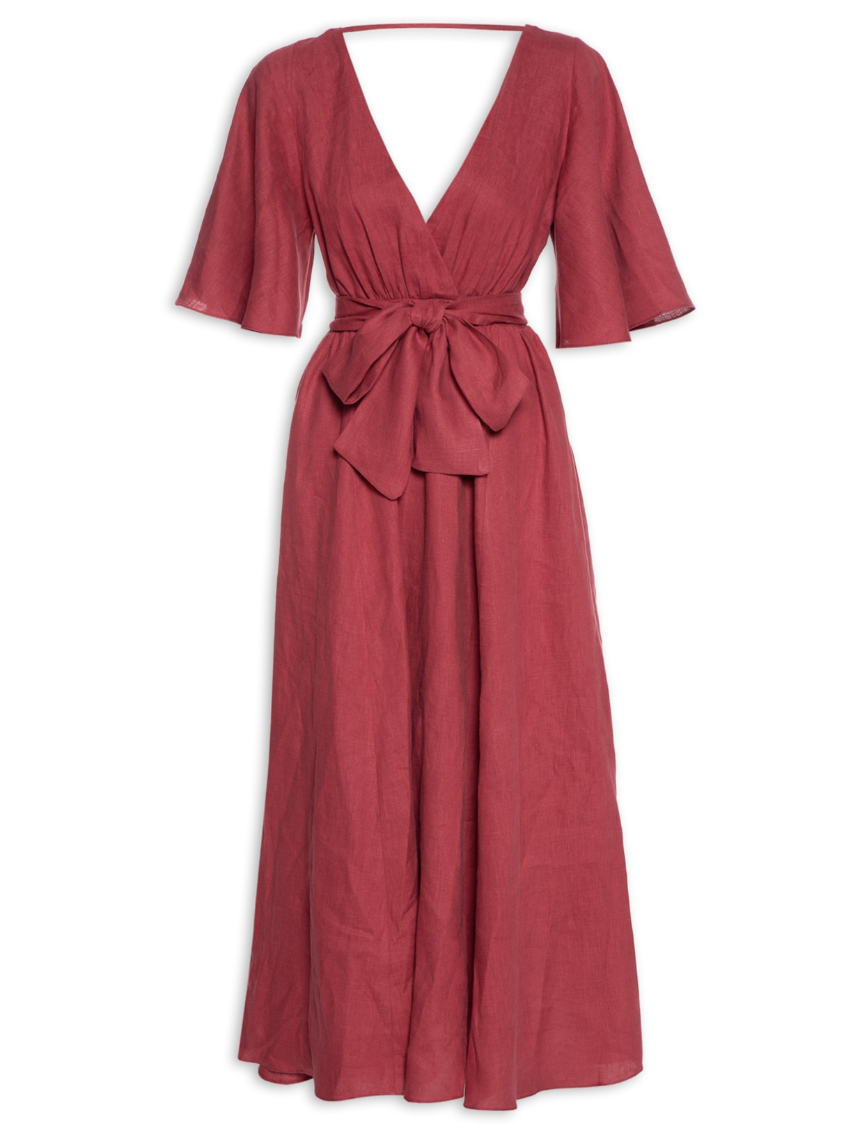 Vestido Bali Midi Linho - Vinho