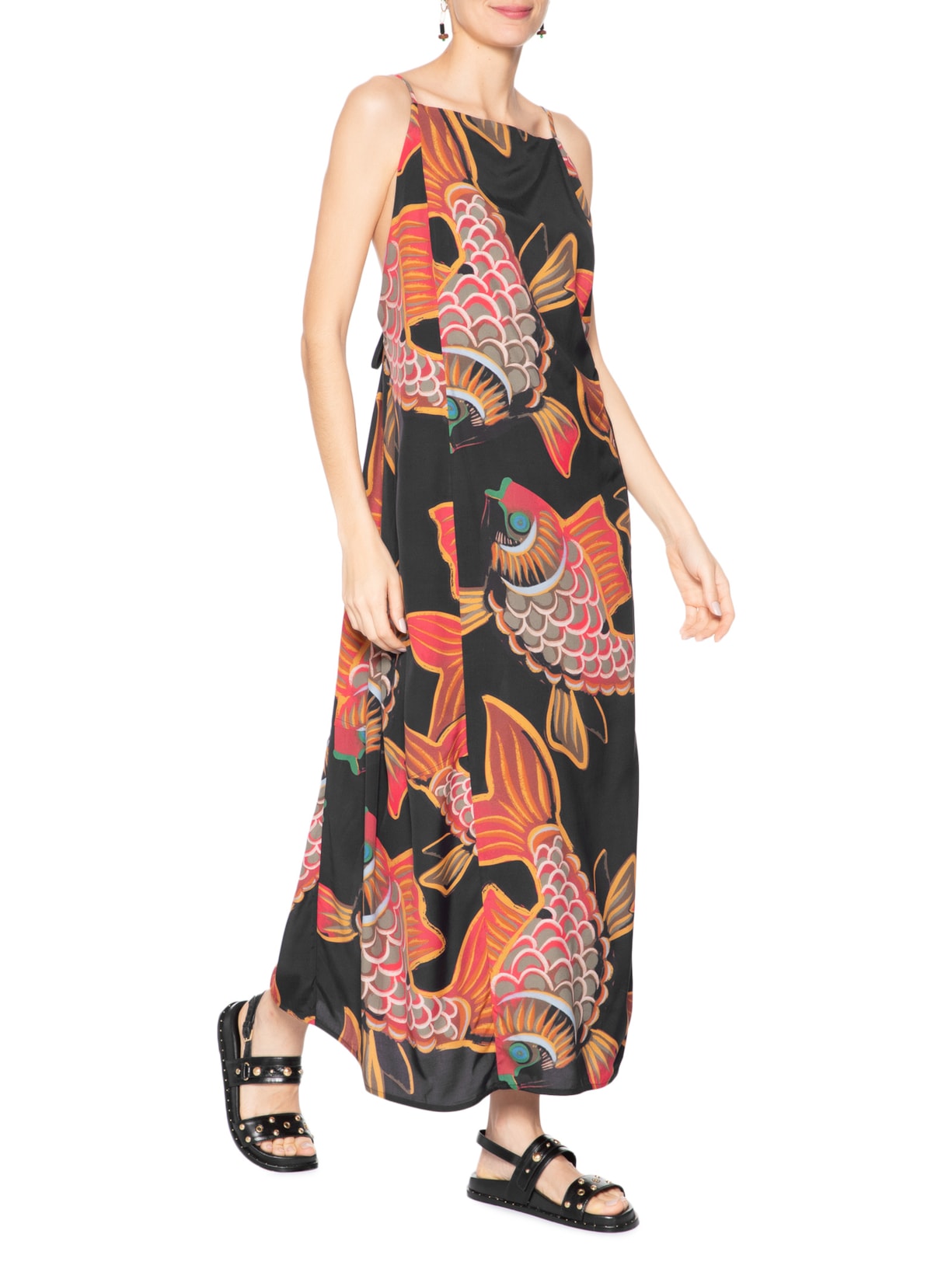 Vestido Balloon Peixe Deep Preto Osklen