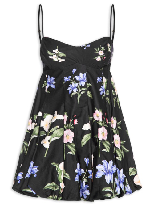 Vestido Balonê Água De Flor - Preto