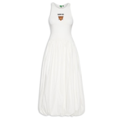 Vestido Balonê Bordado Banana - Branco 