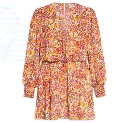 Vestido Balonê Estampa Instinto Cerâmica - Laranja