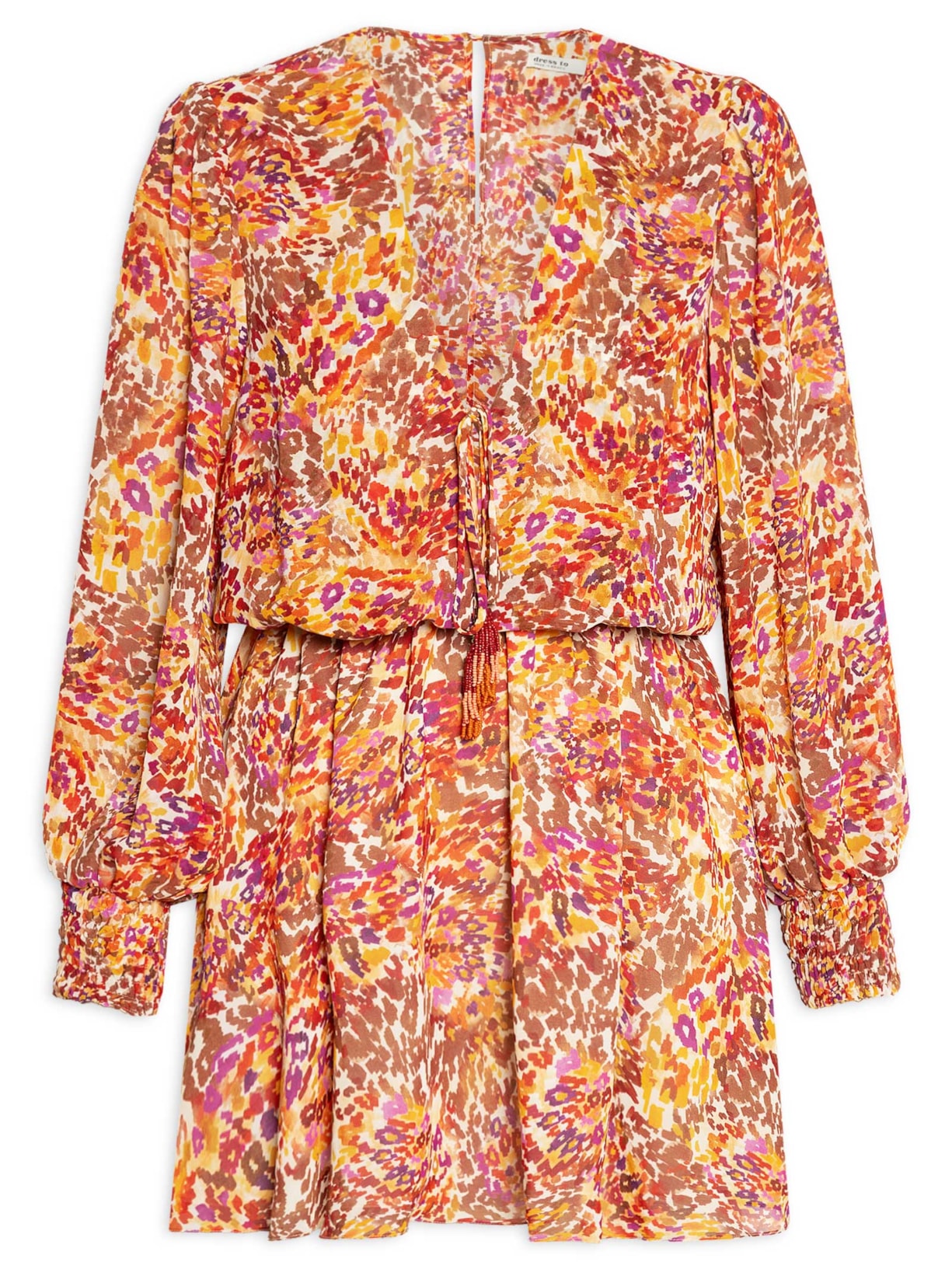 Vestido Balonê Estampa Instinto Cerâmica - Laranja