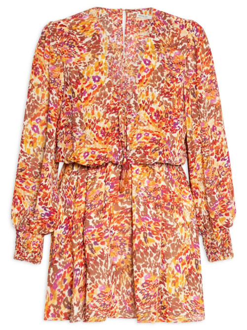 Vestido Balonê Estampa Instinto Cerâmica - Laranja