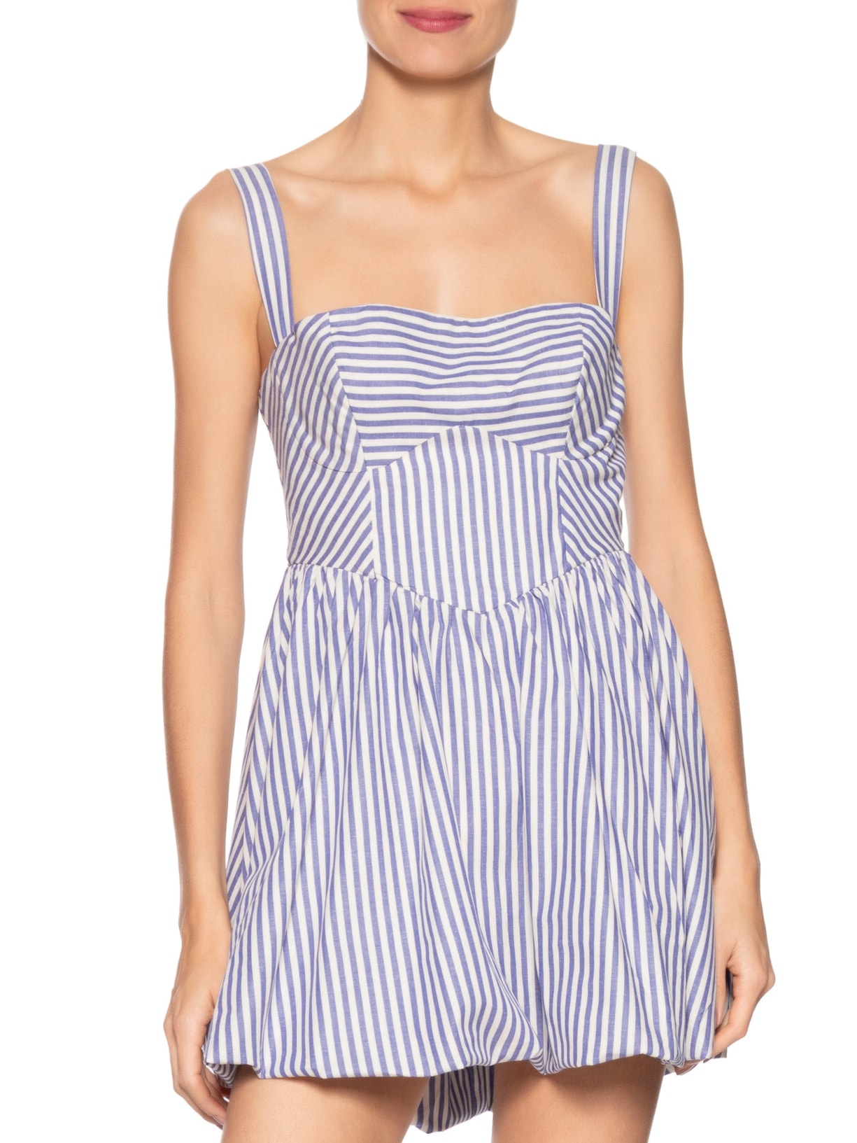 Vestido Balonê Listra Parnaioca Azul Farm