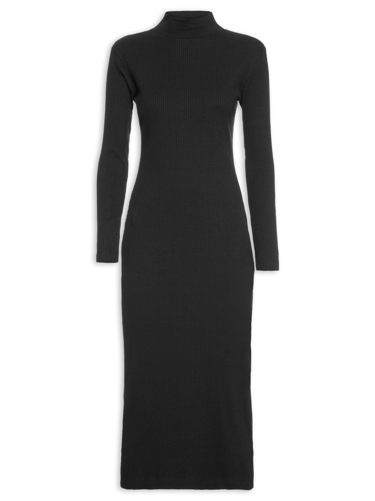 Vestido Basic Canelado - Preto