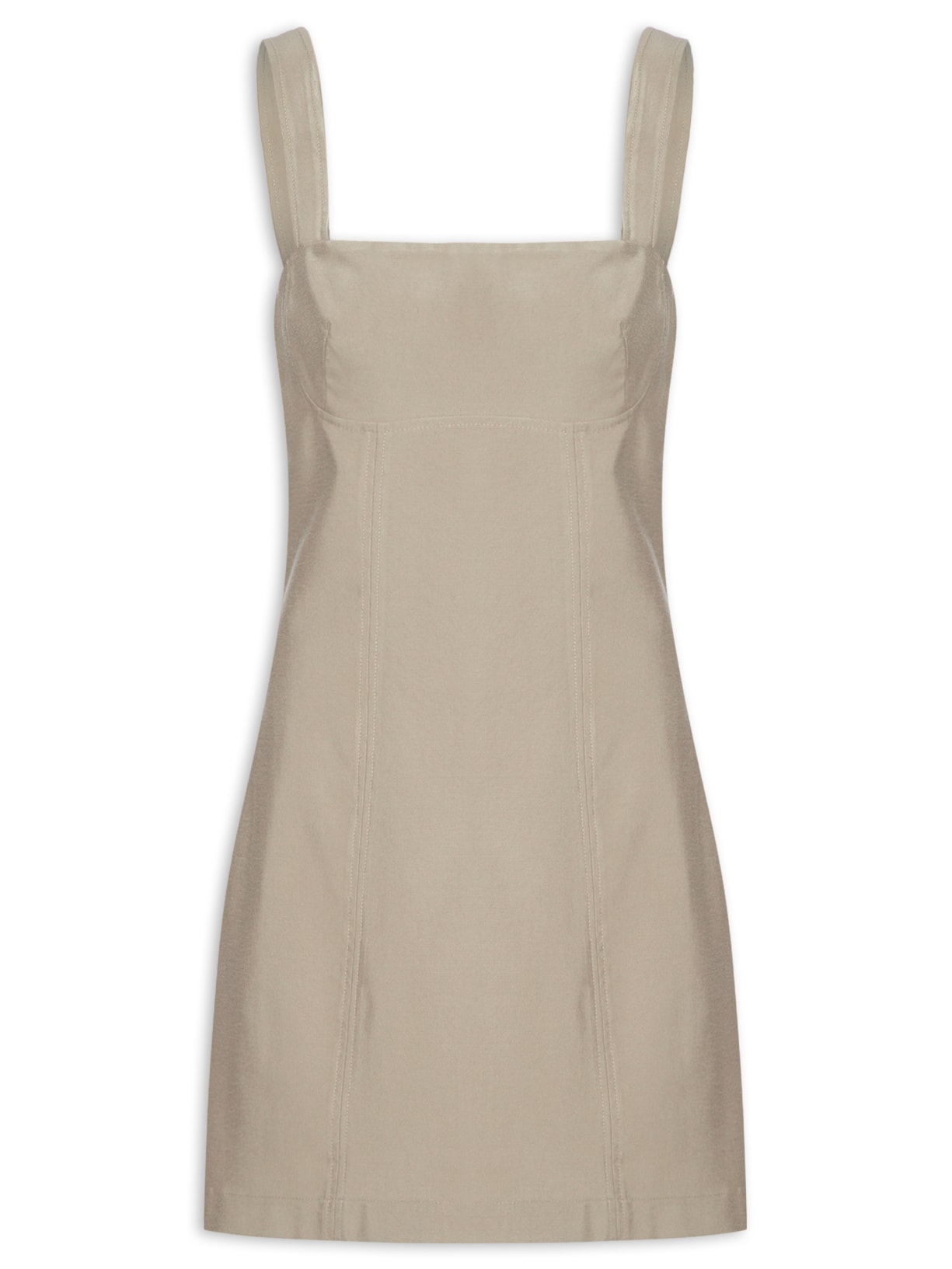 Vestido Basic Recortes - Bege