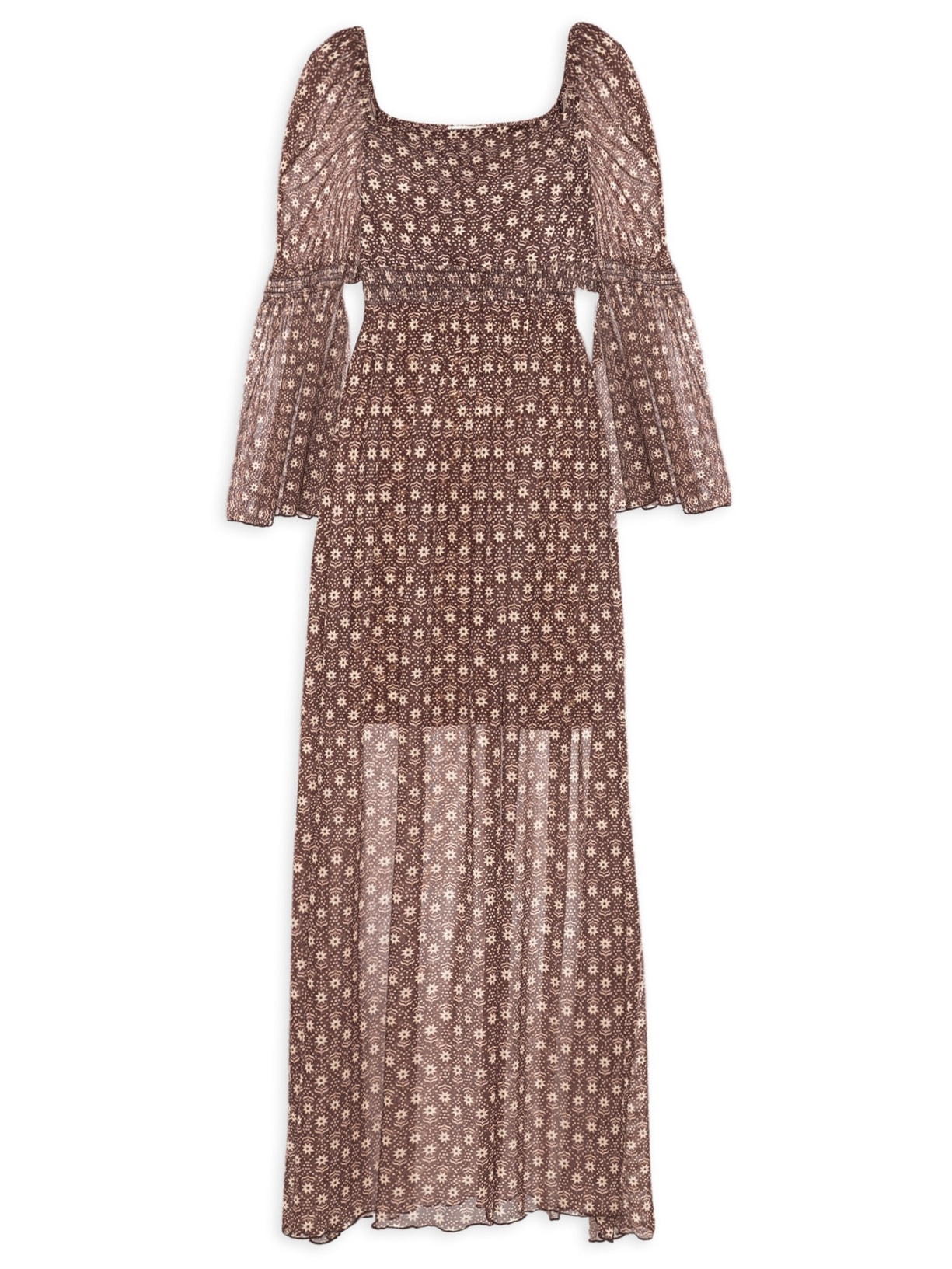 Vestido Bata Estampa Essência - Marrom