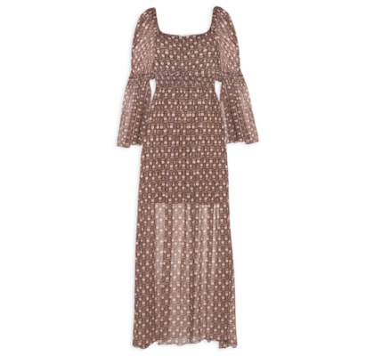 Vestido Bata Estampa Essência - Marrom