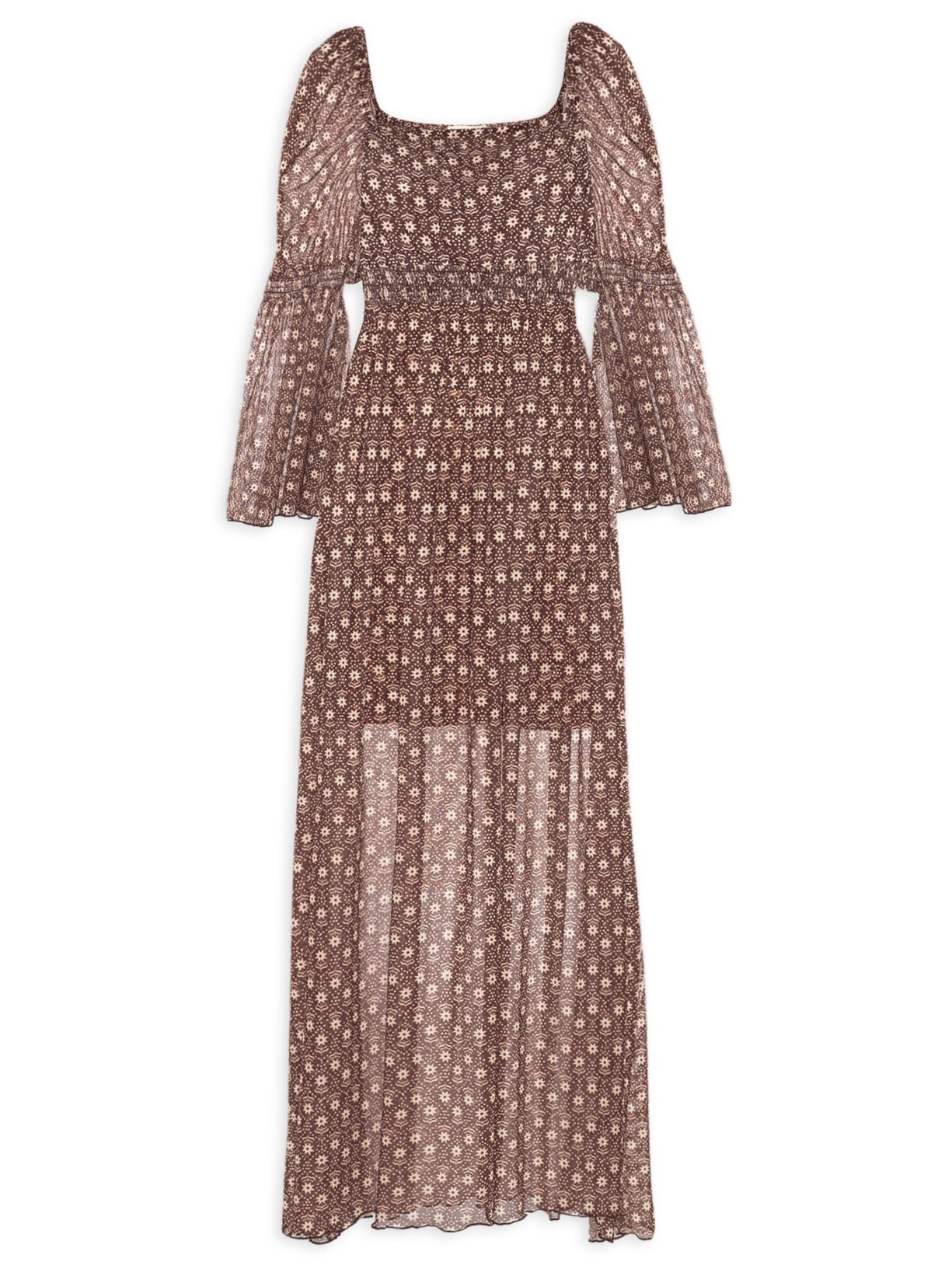 Vestido Bata Estampa Essência - Marrom