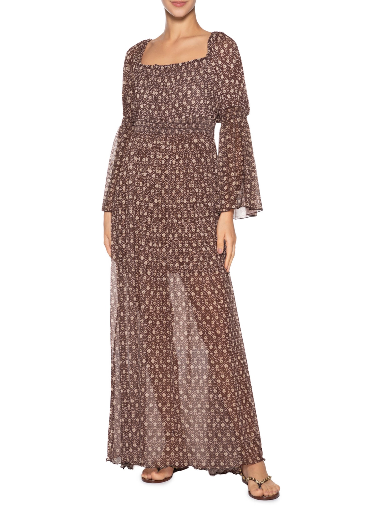 Vestido Bata Estampa Essência Marrom Dress To