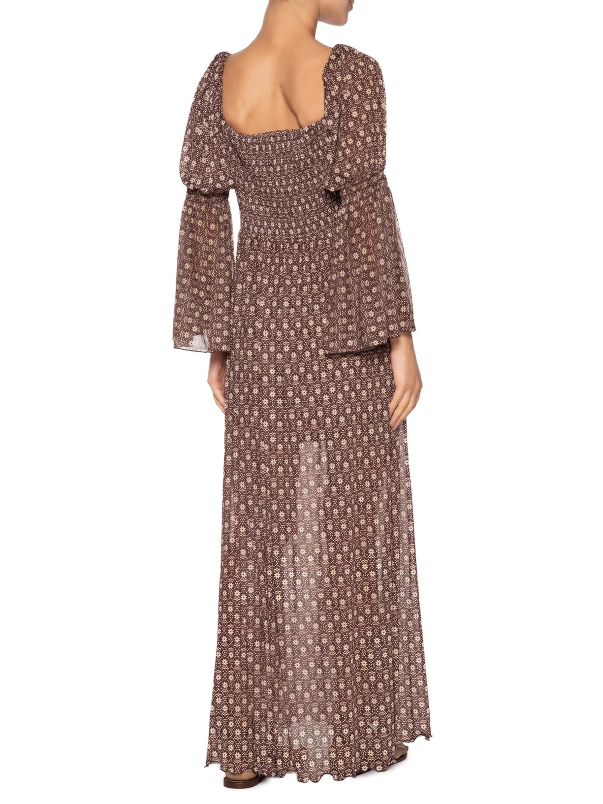 Vestido Bata Estampa Essência Marrom Dress To