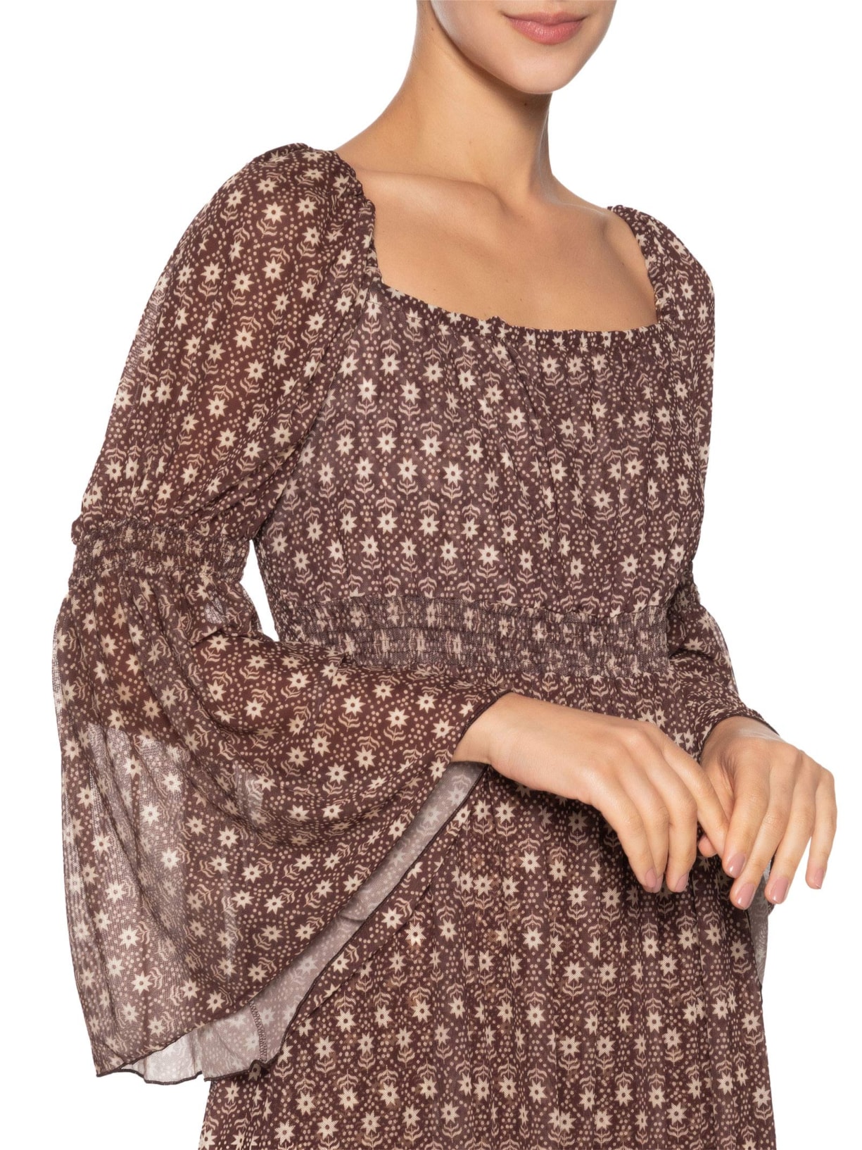 Vestido Bata Estampa Essência Marrom Dress To