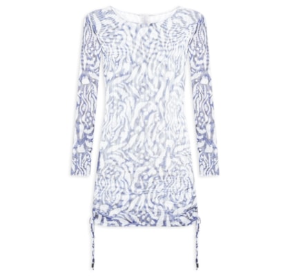 Vestido Beachwear Em Tule - Azul