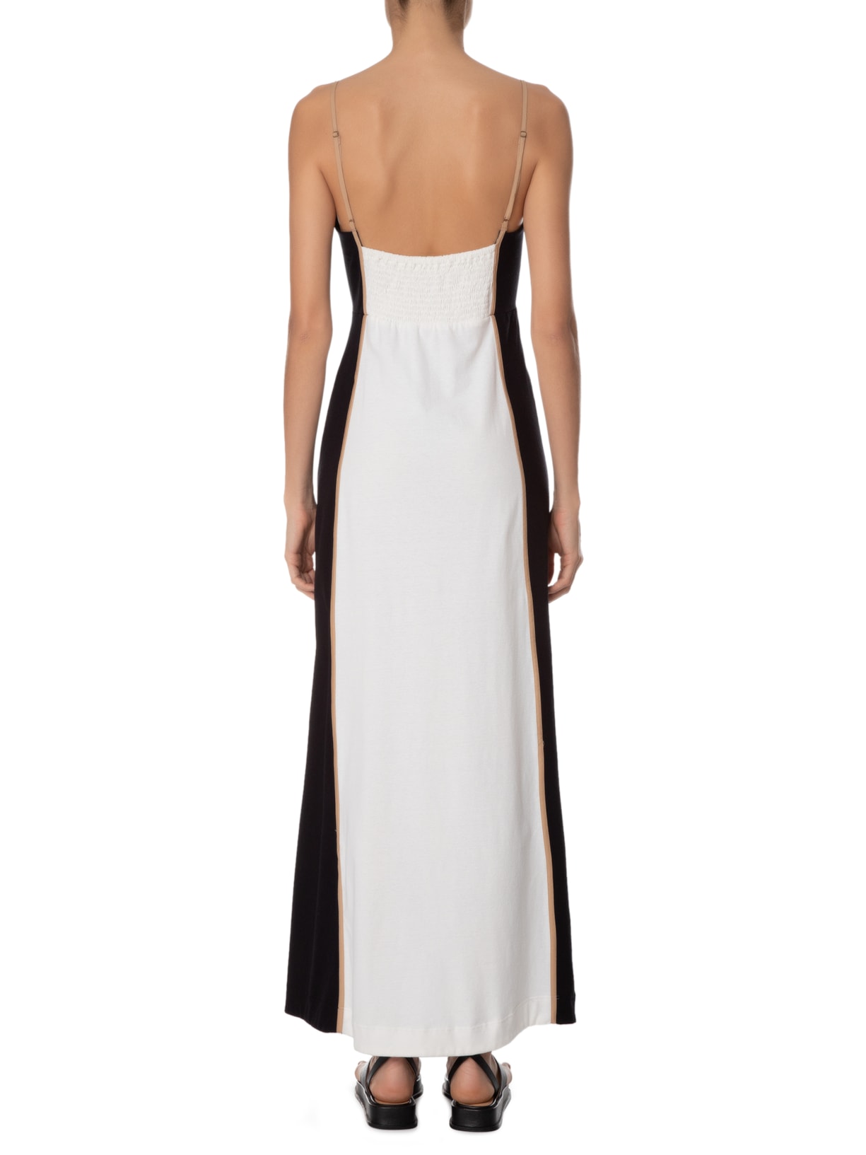 Vestido Bicolor Com Pesponto Off White Dress To