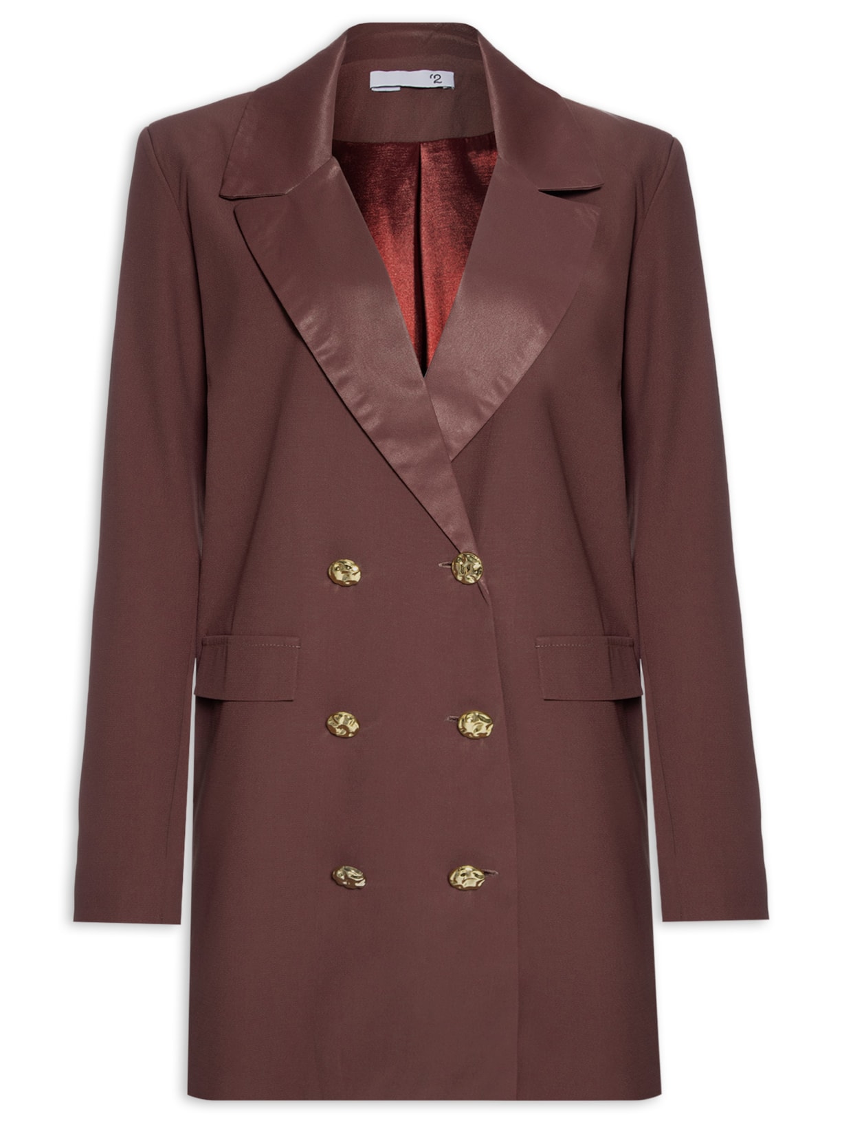 Vestido Blazer Em Crepe - Marrom