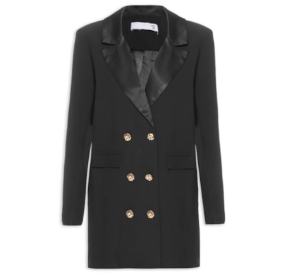 Vestido Blazer Em Crepe - Preto