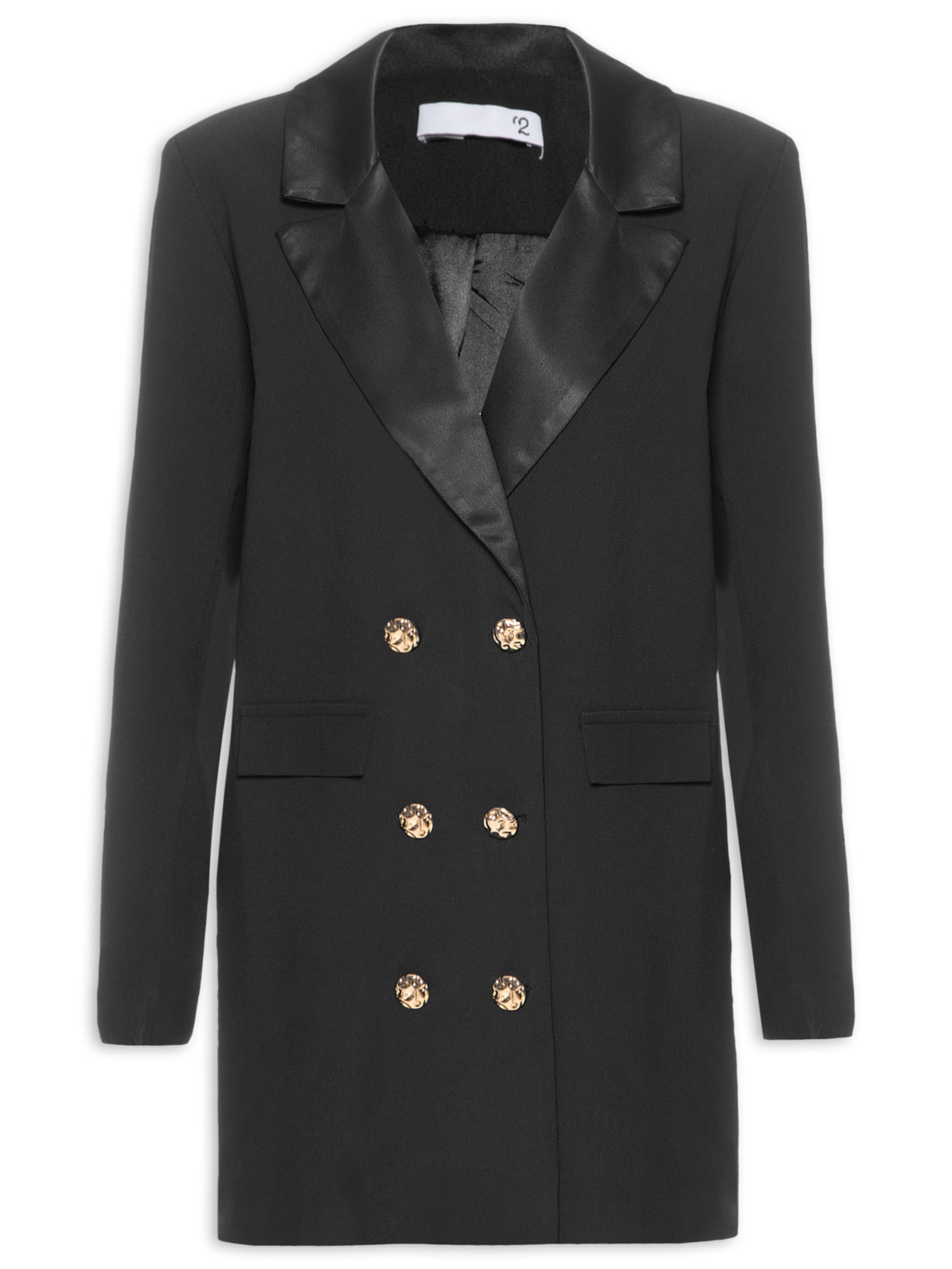 Vestido Blazer Em Crepe - Preto