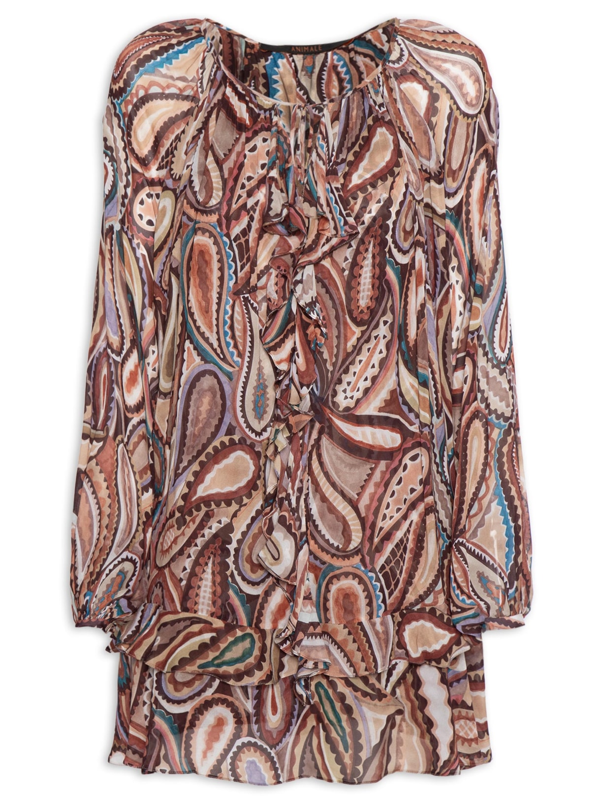 Vestido Boho Paisley Anna Color Marrom Animale