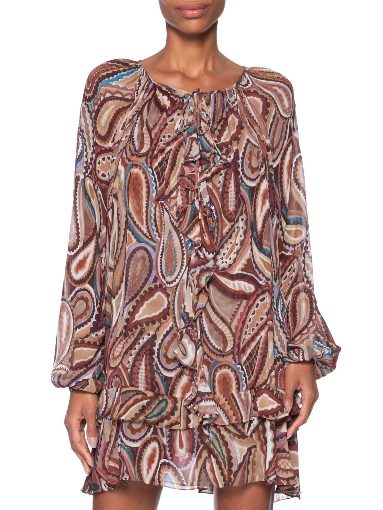 Vestido Boho Paisley Anna Color Marrom Animale