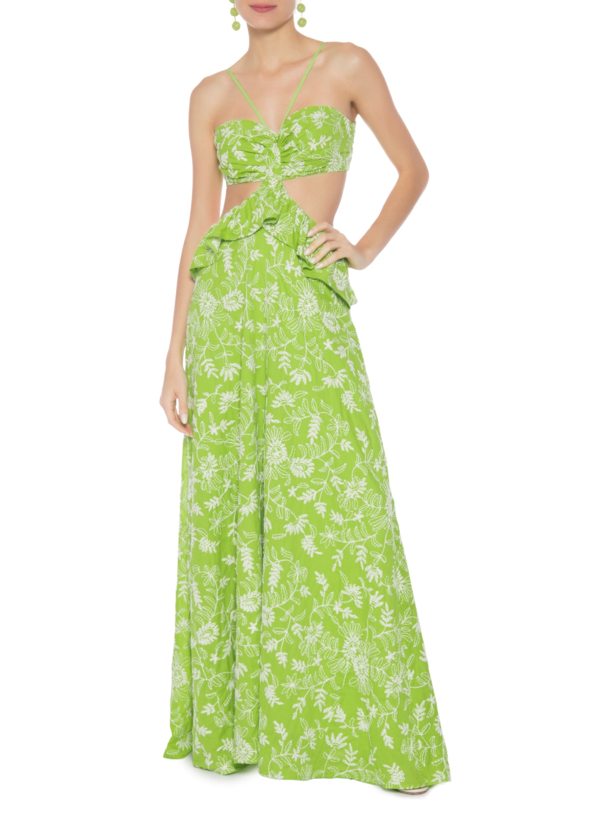 Vestido Bordado Beatriz Verde Oasis