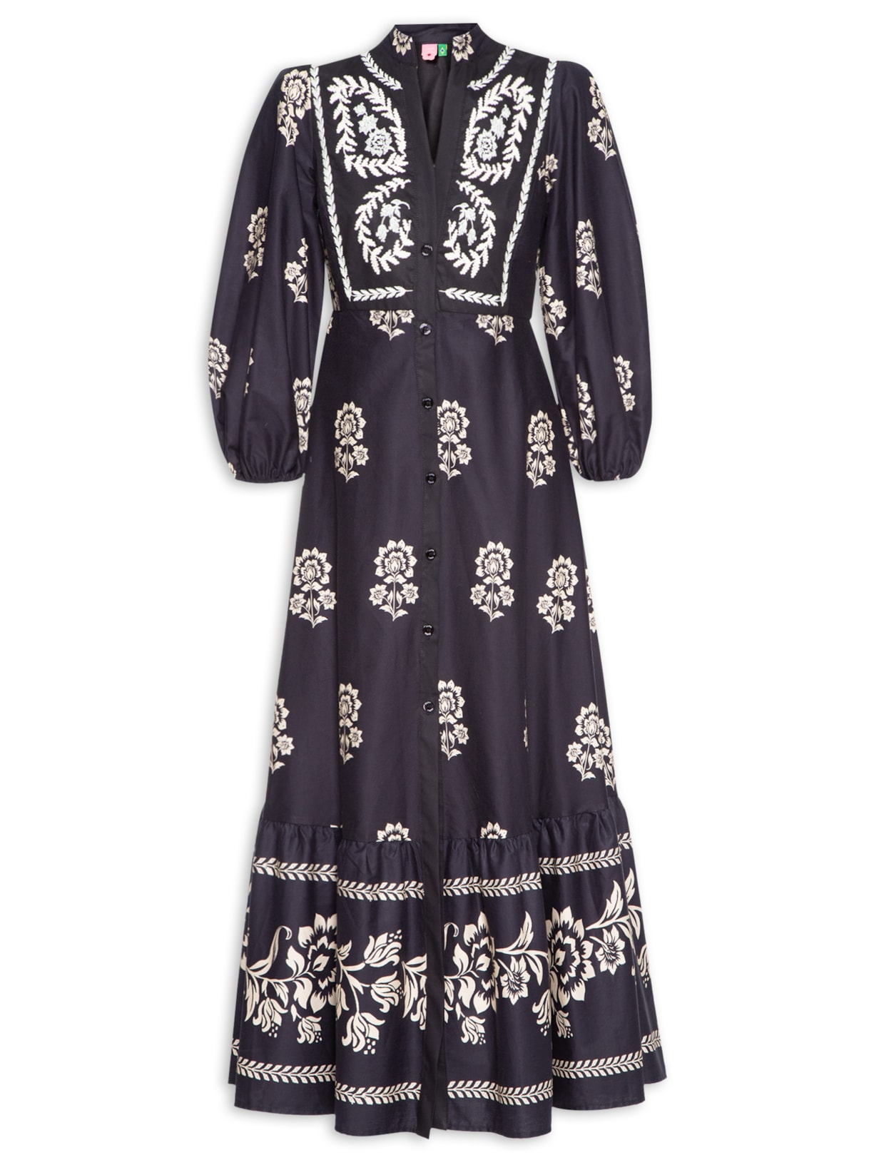 Vestido Bordado Borbolina - Preto