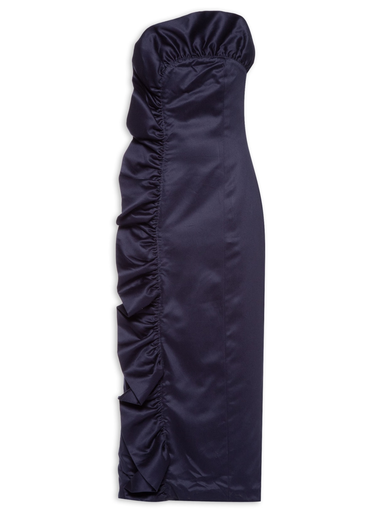 Vestido Bordado Cetim - Azul