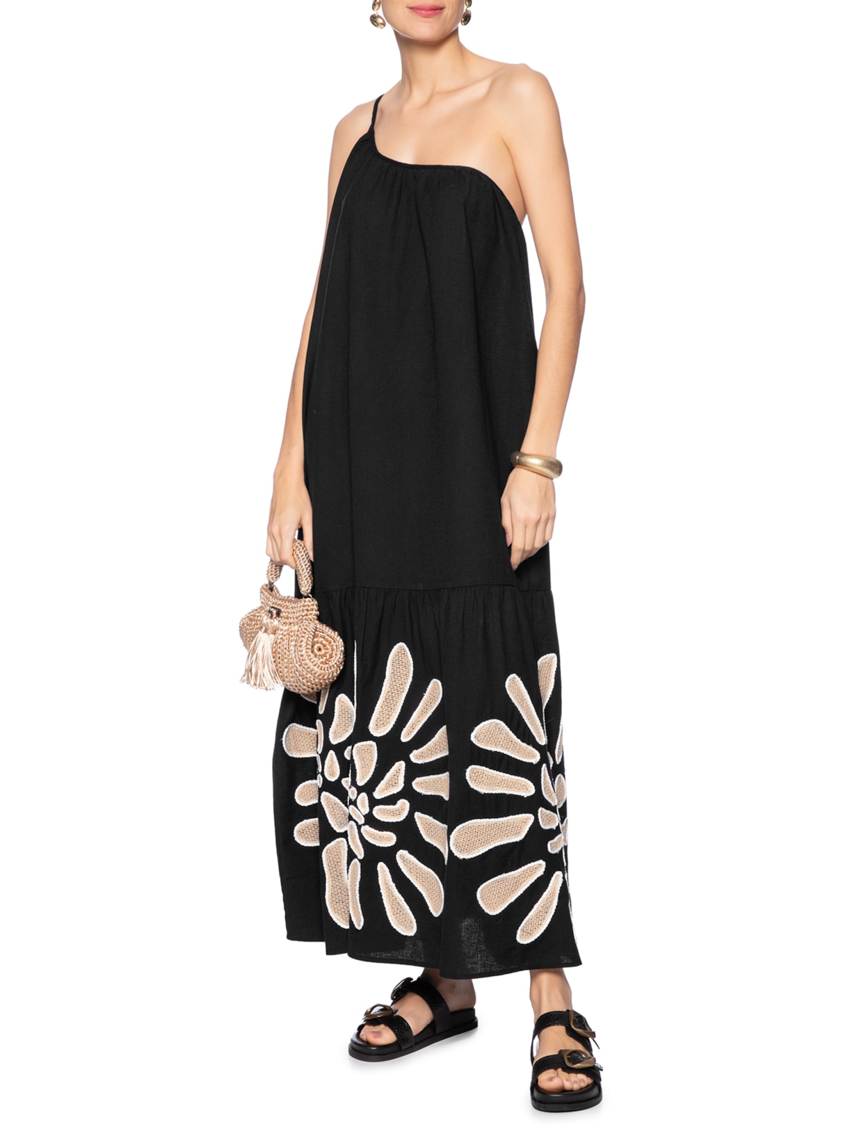 Vestido Bordado Concha Preto  Farm