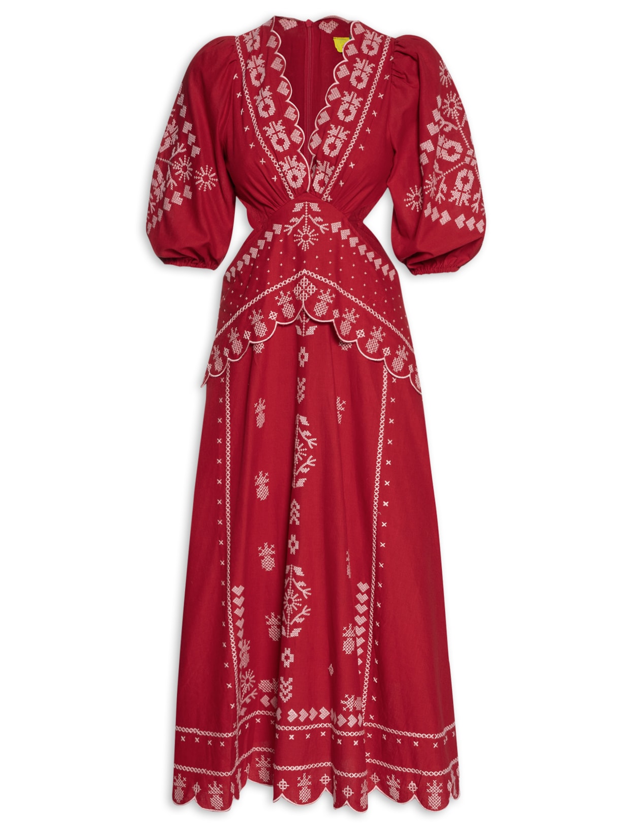 Vestido Bordado Delicadeza Solar - Vermelho